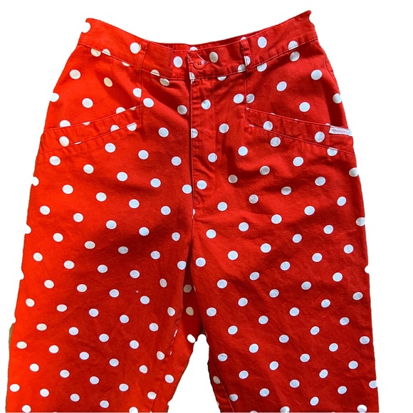 Vintage Emanuelle high waisted cropped red polka dot pants. - Picture 6 of 7